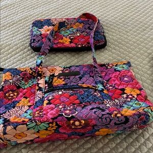 Vibrant Floral Tote Bag with MatchingTablet Pouch 
Vera Bradley set in EUC